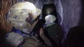 Practice drill in a simulated tunnel